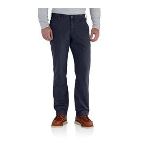 Carhartt Men's 38x28 Rugged Flex Rigby Dungaree Work Pant Navy Relaxed Fit Canva